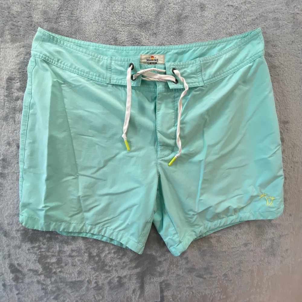 MARINE LAYER Board Shorts Mens 34 Mint Green Mesh Lined Swim Trunks Summer